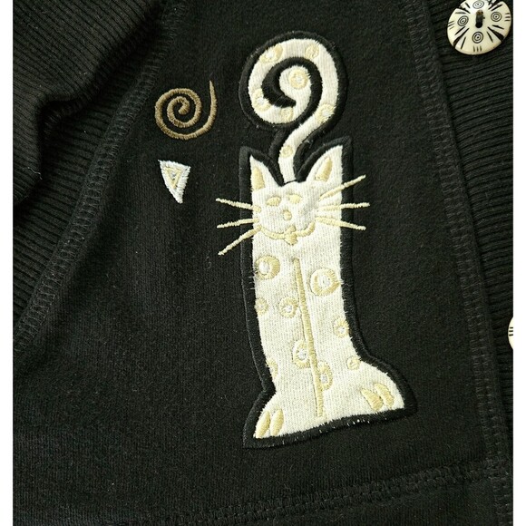 Onque White Kitten Button Up Sweatshirt Cardigan Med Kitch Vtg Novelty Cat Lady - Picture 4 of 10